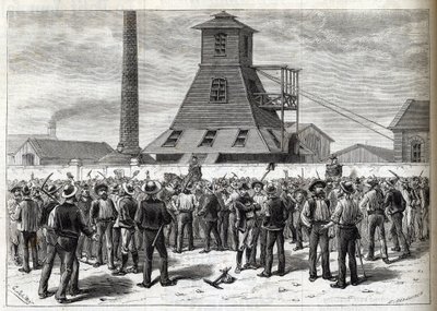 Lakko Anzinin kaivoksille (Pas-de-Calais) vuonna 1884 - Greves aux mines d