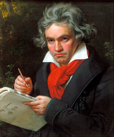 Ludwig van Beethovenin muotokuva säveltäessään juhlamessua, 1820. tekijältä Joseph Carl Stieler