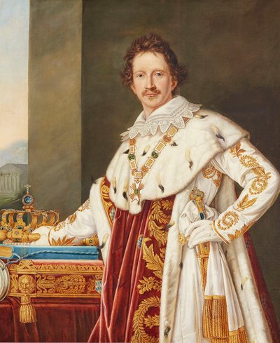 Baijerilaisen Ludwig I:n muotokuva 1786-1868 voiteluvaatteessa. tekijältä Joseph Carl Stieler