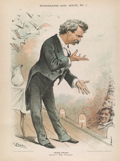 Mark Twain, Amerikan paras humoristi, n. 1885 (litho) tekijältä Joseph Keppler