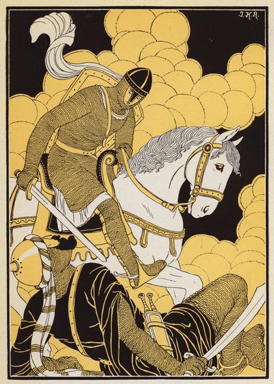 Le Combat de Guillaume Contre le Geant Corsolt (värilitografia) tekijältä Joseph Kuhn Regnier