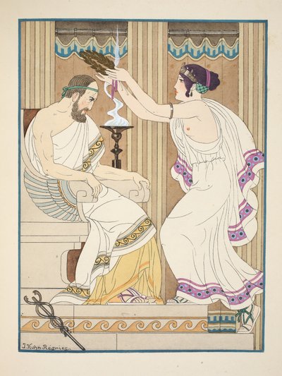 Kultainen kruunu, kuvitus teoksesta "Hippokrateen teokset", 1934 tekijältä Joseph Kuhn Regnier