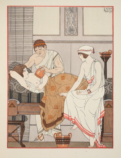 Imu rintaan, kuvitus teoksesta "Hippokrateen teokset", 1934 tekijältä Joseph Kuhn Regnier