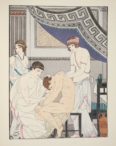 Kiropraktiikkasäätö, kuvitus teoksesta "The Works of Hippocrates", 1934 tekijältä Joseph Kuhn Regnier