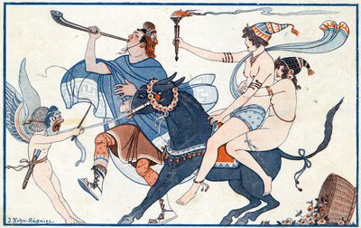 Karnevaalit Pompeijissa - kuvitus teoksesta la Vie Parisienne, 1923. tekijältä Joseph Kuhn Regnier