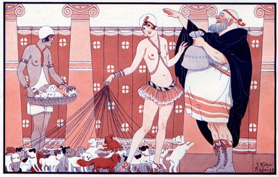 Three Prix Féminins - Pienen vanhan isoäidin palkinto suuresta perheestä - kuvitus la Vie Parisiennesta 1919 tekijältä Joseph Kuhn Regnier