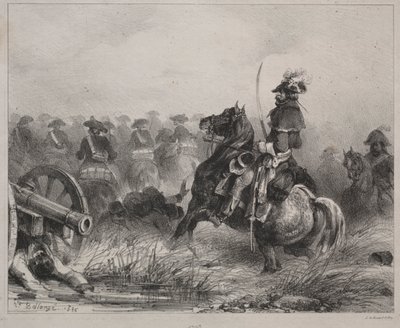 Ratsuväkikohtaus, 1836. tekijältä Joseph Louis Hippolyte Bellange