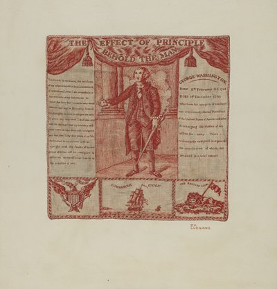 George Washingtonin painettu tekstiili, n. 1939. tekijältä Joseph Lubrano
