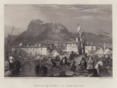 Corinth, Port of Kenkries (väri litho) tekijältä Joseph Mallord William (after) Turner