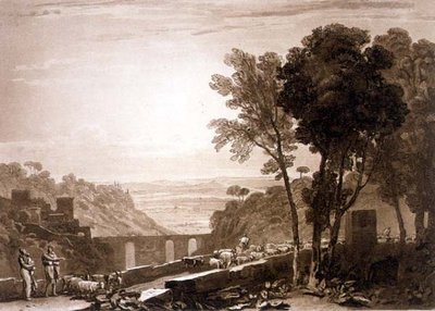 F.43.I Silta ja vuohet, "Liber Studiorumista", kaiverrus Frederick Christian Lewis tekijältä Joseph Mallord William (after) Turner