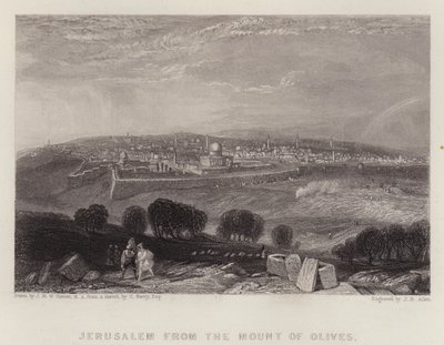 Jerusalem Öljymäeltä (väri litho) tekijältä Joseph Mallord William (after) Turner