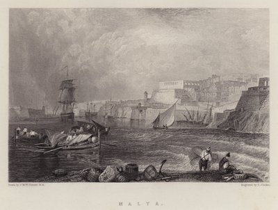 Malta (väri litho) tekijältä Joseph Mallord William (after) Turner