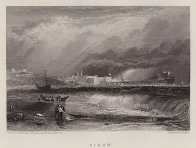 Sidon (väri litho) tekijältä Joseph Mallord William (after) Turner