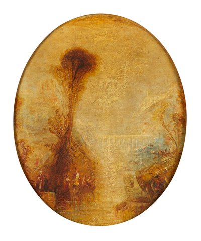 Klassinen maisema viaduktilla (öljy kankaalle) tekijältä Joseph Mallord William (follower of) Turner