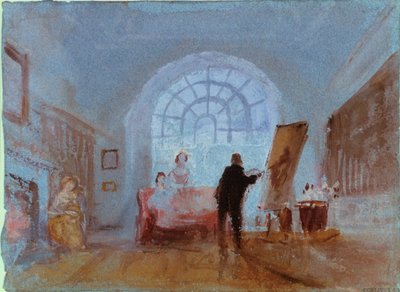 Taiteilija, joka työskentelee maalaustelineessä, 1828 tekijältä Joseph Mallord William Turner