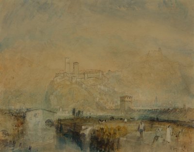 Bellinzona no. 11, Sveitsi, n. 1843 (akvarelli, kynä ja muste sekä vartaloväri lyijykynän jälkien päällä paperilla) tekijältä Joseph Mallord William Turner