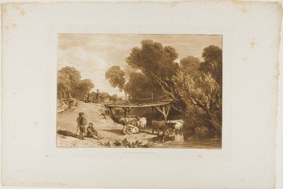 Silta ja lehmät, levy 2 Liber Studiorumilta tekijältä Joseph Mallord William Turner