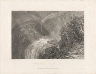 Ketjusilta Tees-joen yli, 1838 (etsaus ja kaiverrus) tekijältä Joseph Mallord William Turner