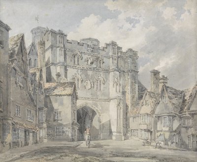 Christ Church Gate, Canterbury, 1793-94 (wc paperilla) tekijältä Joseph Mallord William Turner