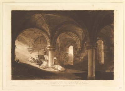 Kirkstall Abbey Liber Studiorumin krypta, osa VIII, levy 39, 11. helmikuuta 1812. tekijältä Joseph Mallord William Turner