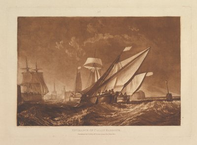 Calais Harbour Liber Studiorumin sisäänkäynti, osa XI, levy 55, 1. tammikuuta 1816. tekijältä Joseph Mallord William Turner