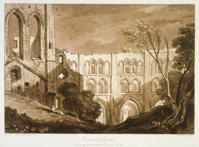 F.51.I Rivaulx Abbey, "Liber Studiorumista", kaiverrus Henry Dawe, 1812 tekijältä Joseph Mallord William Turner