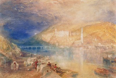 Heidelberg: Auringonlasku, n. 1840-1842 (akvarelli ja vartaloväri paperille) tekijältä Joseph Mallord William Turner
