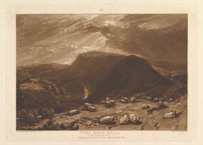 Hind Head Hill, Portsmouth Roadilla Liber Studiorum, osa V, levy 25, 1. tammikuuta 1811. tekijältä Joseph Mallord William Turner