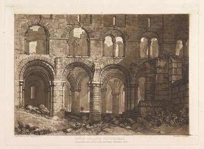 Pyhän saaren katedraali Liber Studiorum, osa III, levy 11, 20. helmikuuta 1808. tekijältä Joseph Mallord William Turner