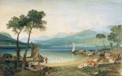 Genevejärvi ja Mont Blanc tekijältä Joseph Mallord William Turner