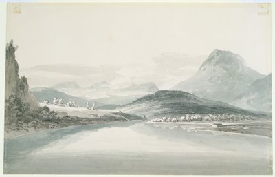 Lake of Klontal, John Robert Cozensin (1752-99) mukaan (kynä ja akvarelli paperille) tekijältä Joseph Mallord William Turner