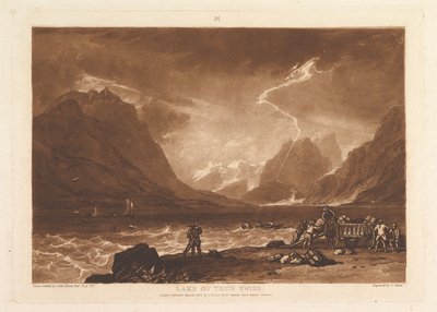 Lake of Thun, Sveitsin Liber Studiorum, osa III, levy 15, 10. kesäkuuta 1808. tekijältä Joseph Mallord William Turner