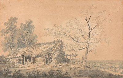 Maisema navetan kanssa, n. 1795 (grafiitti ja pesu paperille) tekijältä Joseph Mallord William Turner