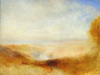 Maisema, jossa taustalla joki ja lahti tekijältä Joseph Mallord William Turner