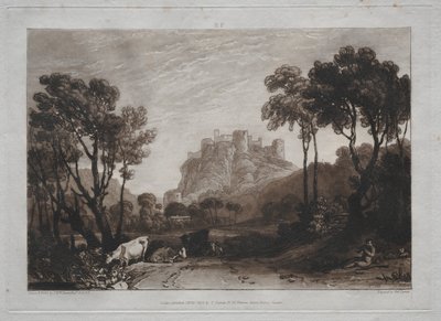 Liber Studiorum: Linna niittyjen yläpuolella. tekijältä Joseph Mallord William Turner