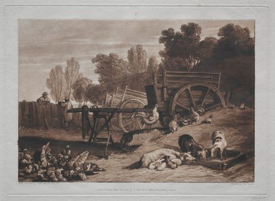 Liber Studiorum: Piha ja kukko. tekijältä Joseph Mallord William Turner