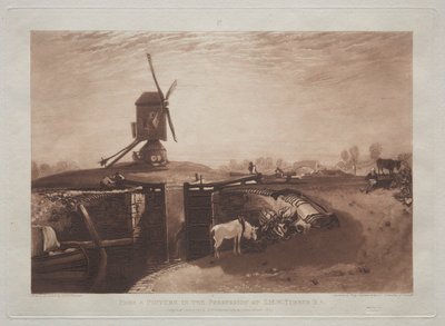 Liber Studiorum: Tuulimylly ja lukko. tekijältä Joseph Mallord William Turner