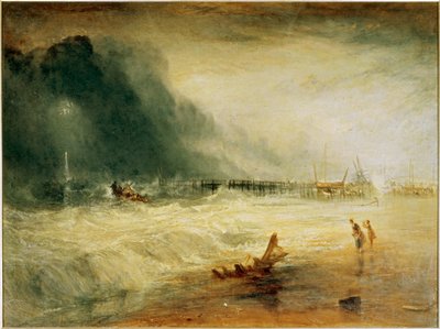 Pelastusvene ja miehistölaite menossa auttamaan merihätään joutunutta alusta, joka antaa hätäviestin ... (maalaus kankaalle) tekijältä Joseph Mallord William Turner