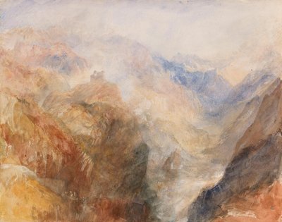 Montjovet St Vincentin alapuolelta katsottuna, Val d’Aostan laaksoa pitkin kohti Berriazia tekijältä Joseph Mallord William Turner