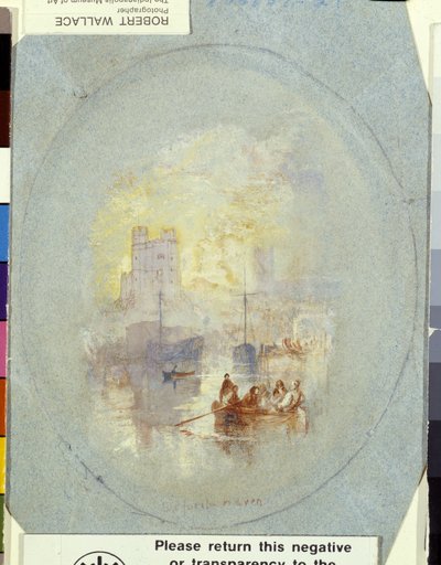 Orford Haven (guassi, vahvistettu kynällä ja musteella sinisellä paperilla) tekijältä Joseph Mallord William Turner