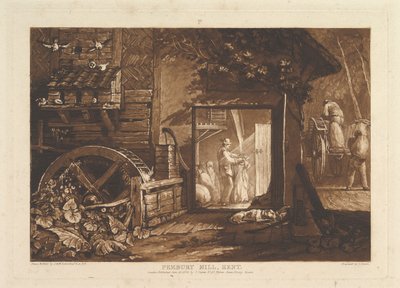 Pembury Mill, Kent Liber Studiorum, osa III, levy 12, 10. kesäkuuta 1808. tekijältä Joseph Mallord William Turner
