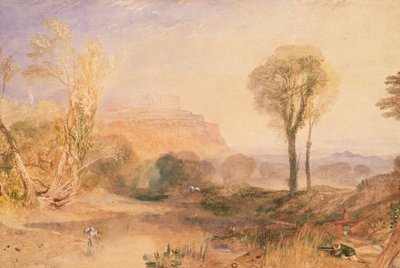 Powisin linna, Montgomeryshire, n. 1835 (akvarelli paperille) tekijältä Joseph Mallord William Turner