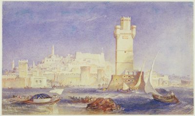 Rodos, n. 1823-24 (ilman väri ja vartaloväri paperilla) tekijältä Joseph Mallord William Turner