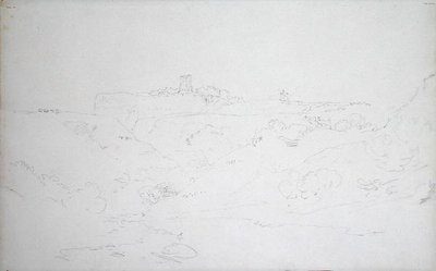 Scarborough Castle, n. 1801 (kynä paperille) tekijältä Joseph Mallord William Turner