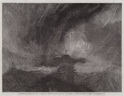 Lumimyrsky, höyrylaiva sataman suulta signaaleja tekevä kansallisgalleria tekijältä Joseph Mallord William Turner