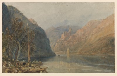 St Goarshausen ja Katzin linna, 1817 tekijältä Joseph Mallord William Turner