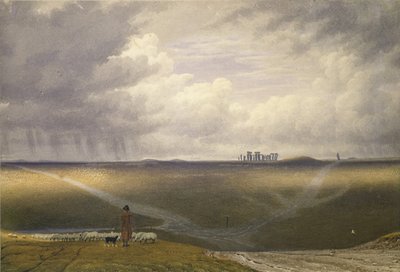 Stonehenge - Sateinen päivä (akvarelli paperille) tekijältä Joseph Mallord William Turner