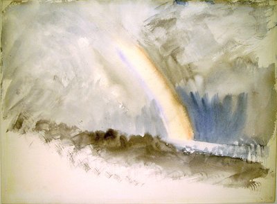 Myrskyinen maisema sateenkaaren kanssa (akvarelli paperille) tekijältä Joseph Mallord William Turner