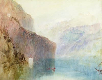 Tellin kappeli, Luzernjärvi, n. 1841 (akvarelli kynällä paperille) tekijältä Joseph Mallord William Turner