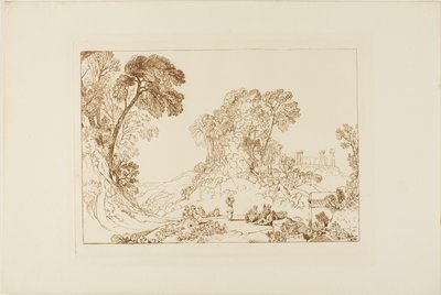 Jupiterin temppeli Aeginan saarella, levy 77 Liber Studiorum -teoksesta. tekijältä Joseph Mallord William Turner